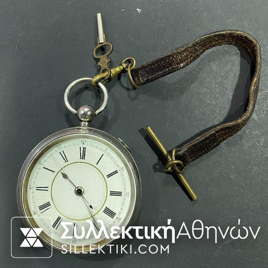Silver Pocket Watcth Veru Old 55 mm with Key working...